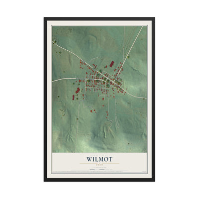 Map of Wilmot, Ohio, 12 x 18 inch print in a black wood frame
