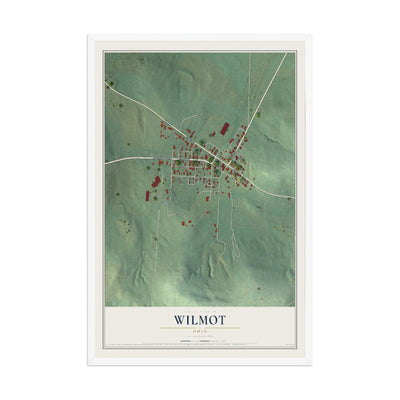 Map of Wilmot, Ohio, 12 x 18 inch print in a white wood frame