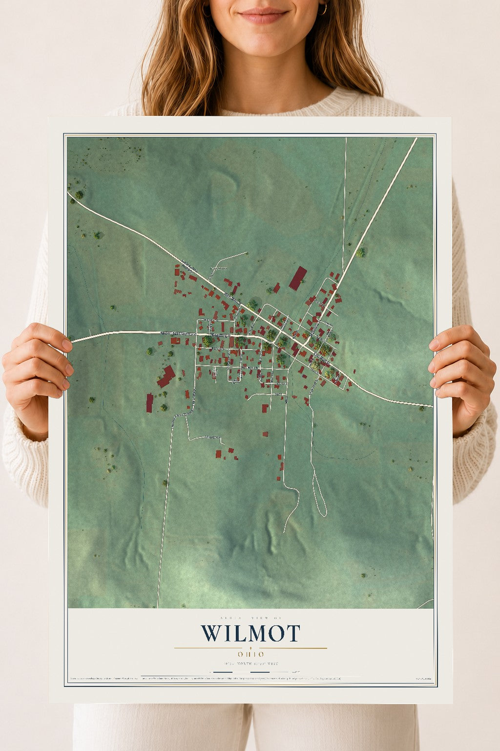 Map of Wilmot, Ohio, 18 x 24 inch unframed archival matte print