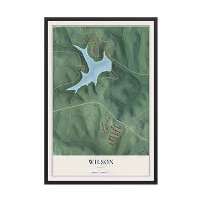 Map of Wilson, Ohio, 12 x 18 inch print in a black wood frame