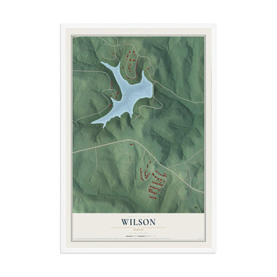 Map of Wilson, Ohio, 12 x 18 inch print in a white wood frame