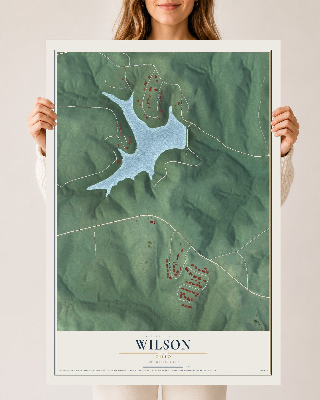 Map of Wilson, Ohio, 24 x 36 inch unframed archival matte print