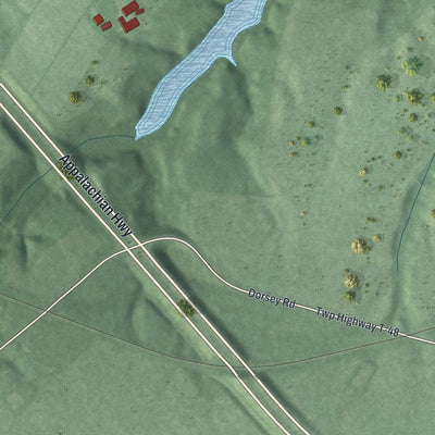 Second close-up of the map of Winchester, Ohio print showing more streets and buildings