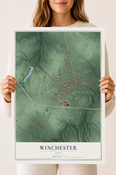 Map of Winchester, Ohio, 18 x 24 inch unframed archival matte print