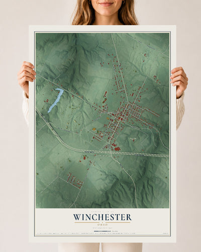 Map of Winchester, Ohio, 24 x 36 inch unframed archival matte print
