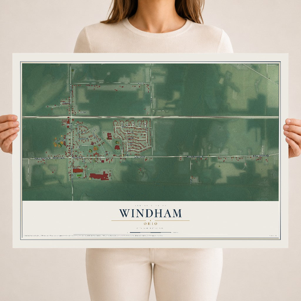 Map of Windham, Ohio, 18 x 24 inch unframed archival matte print