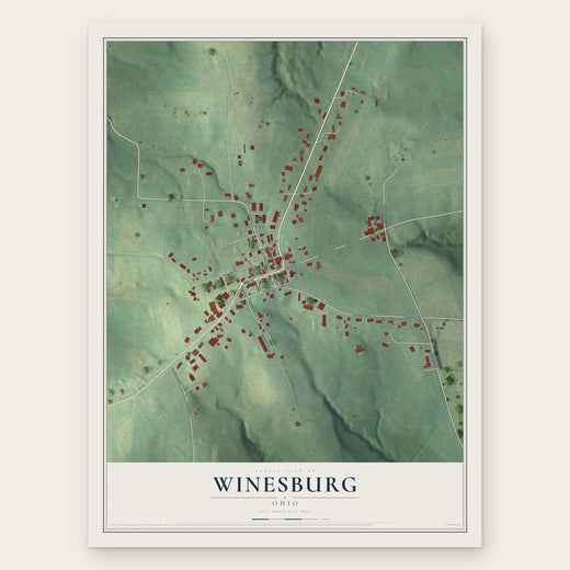 Winesburg, Ohio map print, the full design