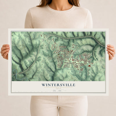 Map of Wintersville, Ohio, 12 x 18 inch unframed archival matte print