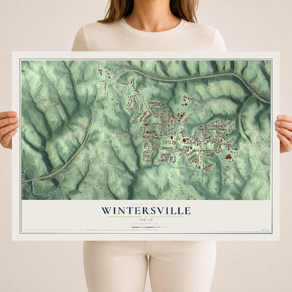 Map of Wintersville, Ohio, 18 x 24 inch unframed archival matte print