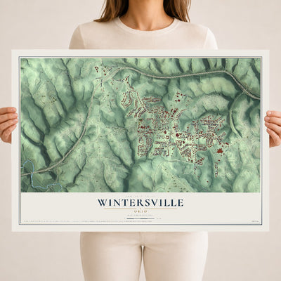 Map of Wintersville, Ohio, 18 x 24 inch unframed archival matte print