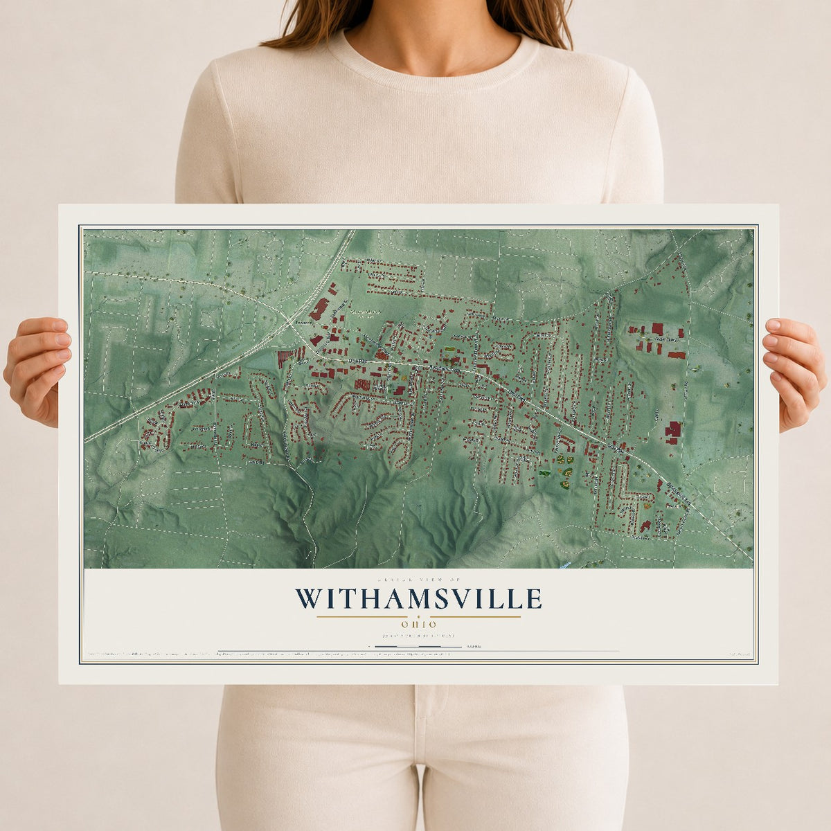 Map of Withamsville, Ohio, 12 x 18 inch unframed archival matte print