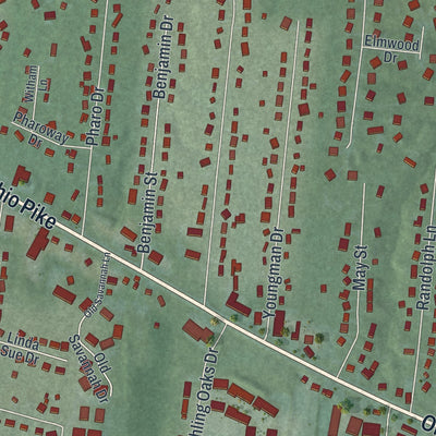 Second close-up of the map of Withamsville, Ohio print showing more streets and buildings