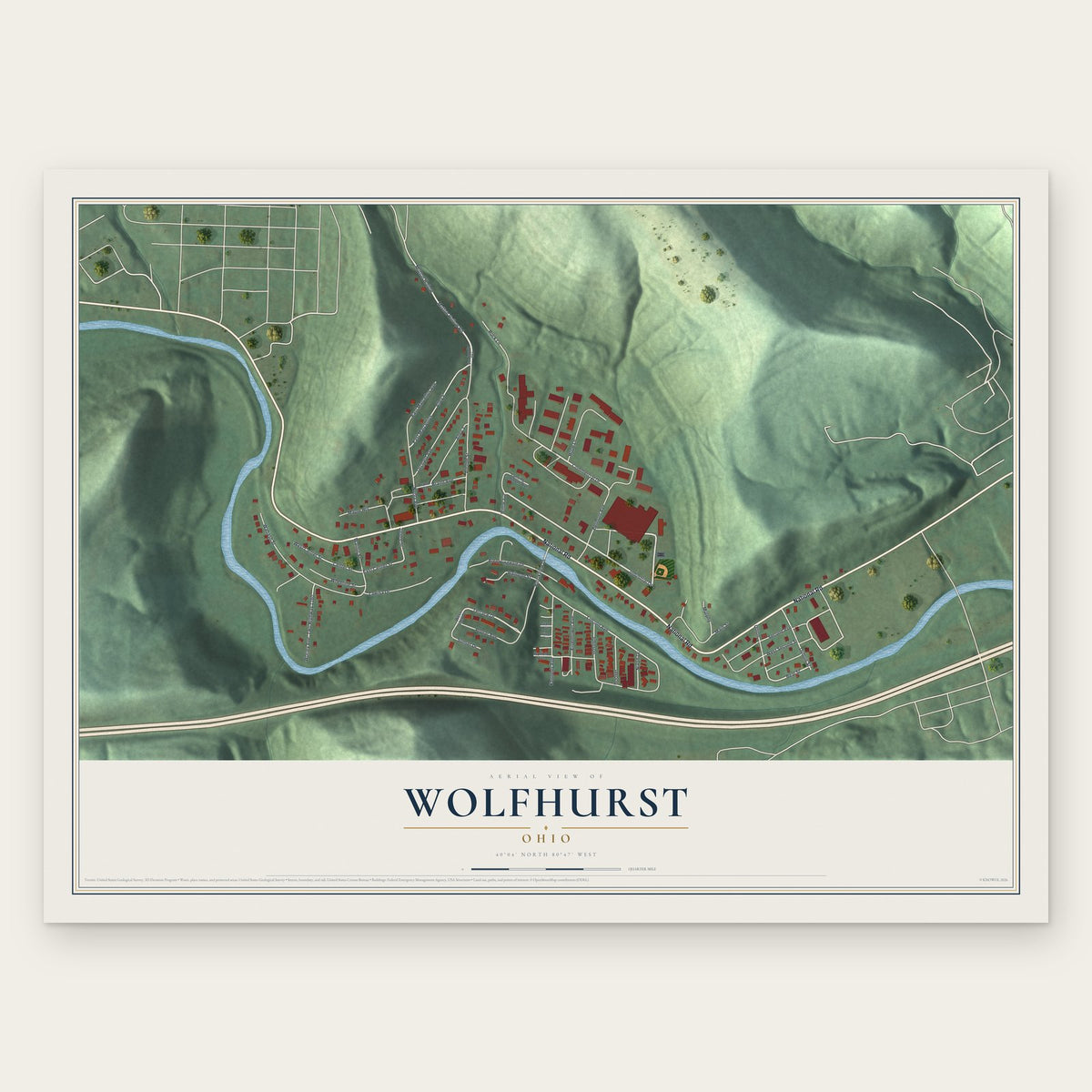 Wolfhurst, Ohio map print, the full design
