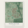 Woodland Park, Ohio map print, the full design