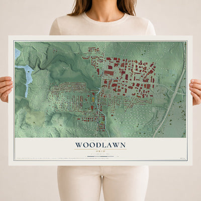 Map of Woodlawn, Ohio, 18 x 24 inch unframed archival matte print