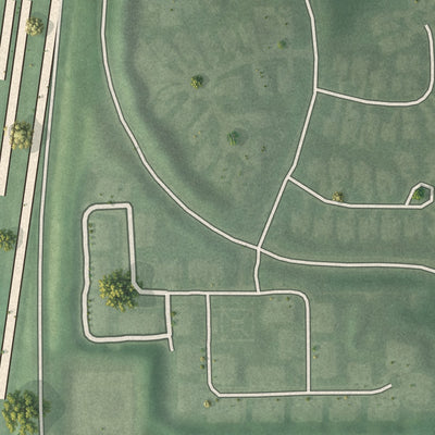 Close-up of the map of Woodmere, Ohio print showing street and building detail