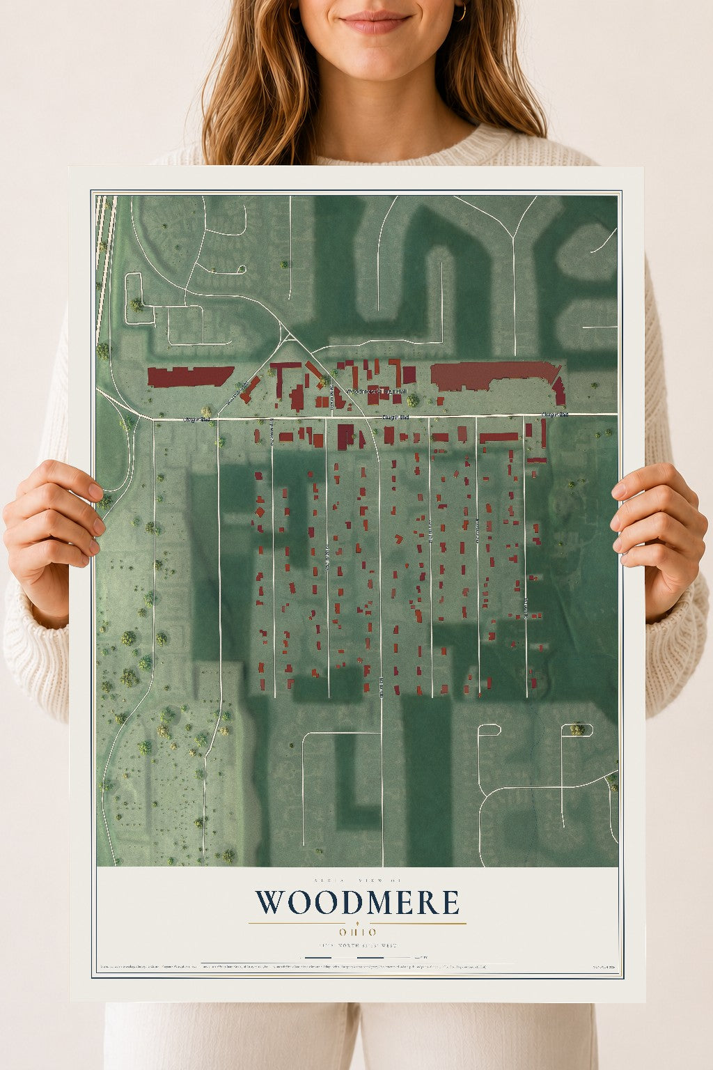 Map of Woodmere, Ohio, 18 x 24 inch unframed archival matte print