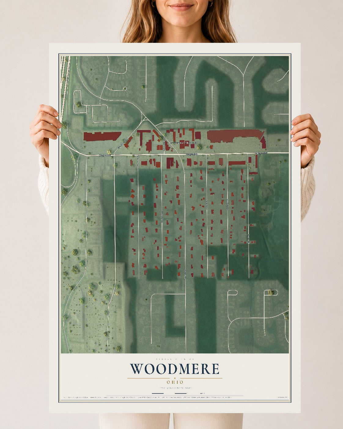 Map of Woodmere, Ohio, 24 x 36 inch unframed archival matte print