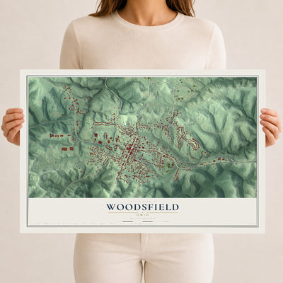 Map of Woodsfield, Ohio, 12 x 18 inch unframed archival matte print