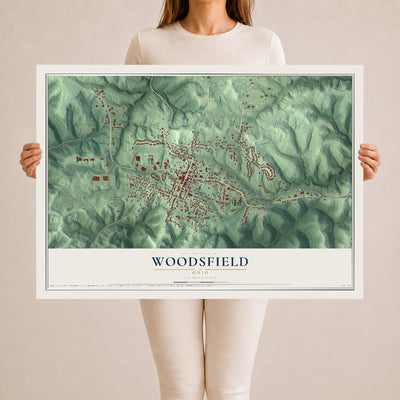 Map of Woodsfield, Ohio, 24 x 36 inch unframed archival matte print