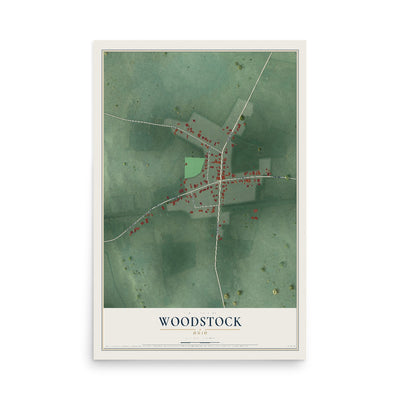 Map of Woodstock, Ohio, 12 x 18 inch unframed archival matte print