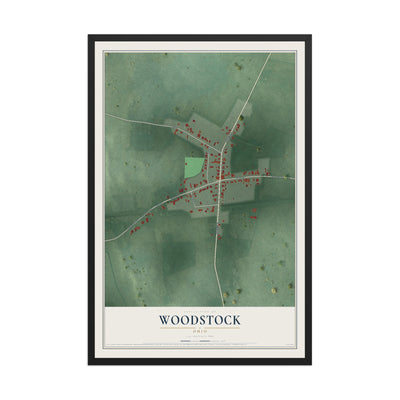 Map of Woodstock, Ohio, 12 x 18 inch print in a black wood frame