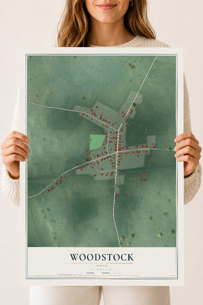 Map of Woodstock, Ohio, 18 x 24 inch unframed archival matte print