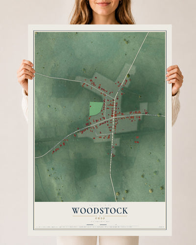 Map of Woodstock, Ohio, 24 x 36 inch unframed archival matte print
