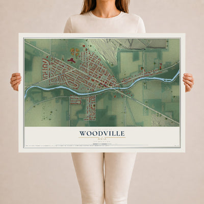 Map of Woodville, Ohio, 24 x 36 inch unframed archival matte print