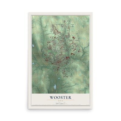 Map of Wooster, Ohio, 12 x 18 inch unframed archival matte print