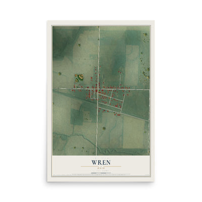 Map of Wren, Ohio, 12 x 18 inch unframed archival matte print