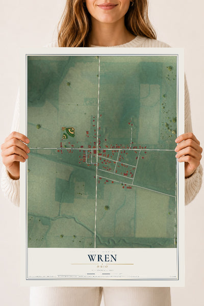 Map of Wren, Ohio, 18 x 24 inch unframed archival matte print