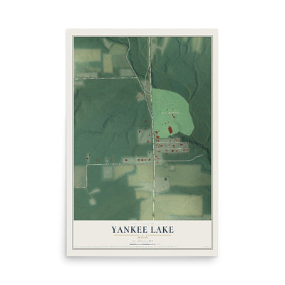 Map of Yankee Lake, Ohio, 12 x 18 inch unframed archival matte print