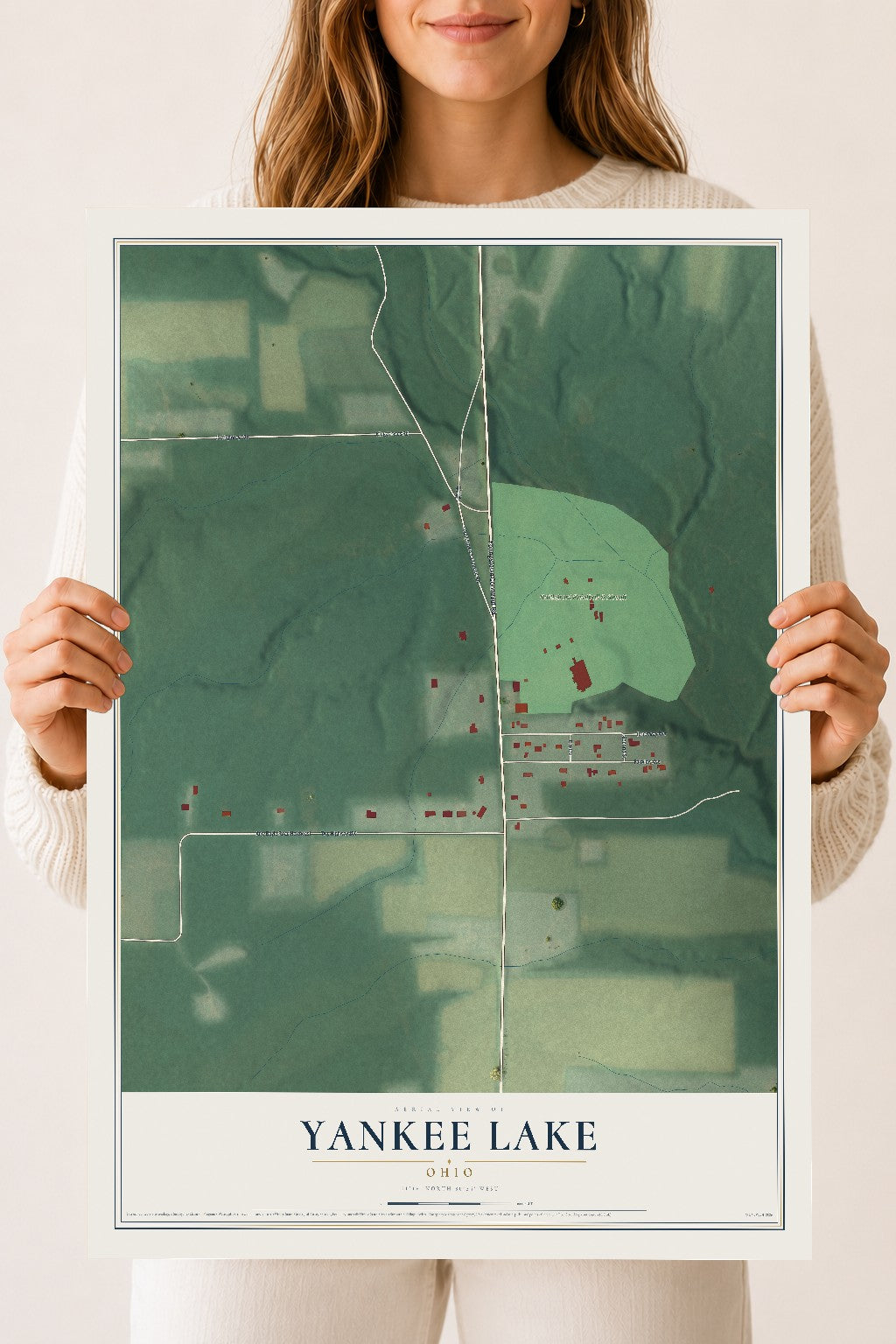 Map of Yankee Lake, Ohio, 18 x 24 inch unframed archival matte print