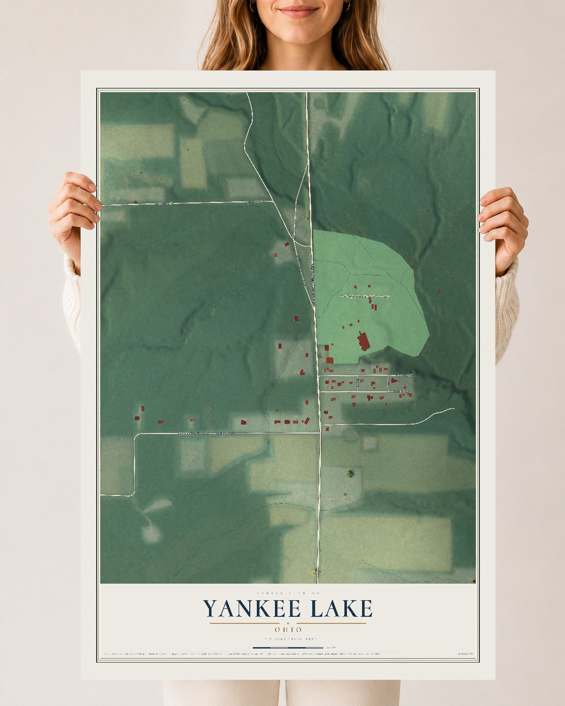 Map of Yankee Lake, Ohio, 24 x 36 inch unframed archival matte print