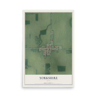 Map of Yorkshire, Ohio, 12 x 18 inch unframed archival matte print