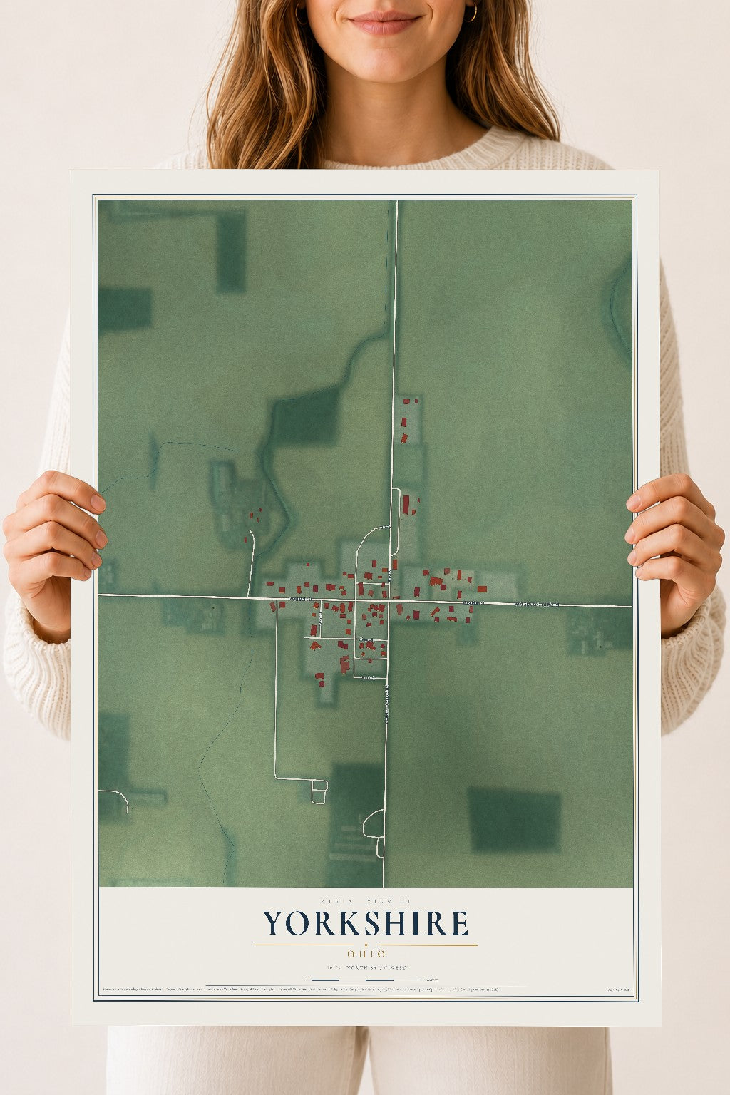 Map of Yorkshire, Ohio, 18 x 24 inch unframed archival matte print