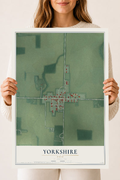 Map of Yorkshire, Ohio, 18 x 24 inch unframed archival matte print