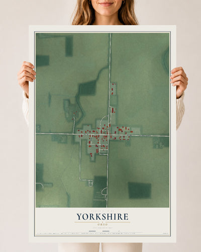 Map of Yorkshire, Ohio, 24 x 36 inch unframed archival matte print