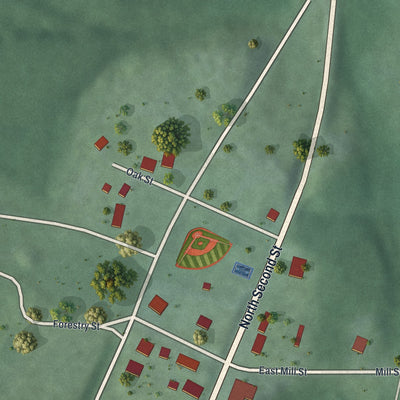 Second close-up of the map of Zaleski, Ohio print showing more streets and buildings