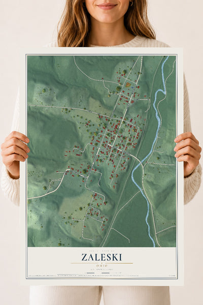 Map of Zaleski, Ohio, 18 x 24 inch unframed archival matte print