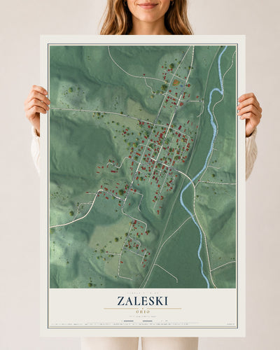 Map of Zaleski, Ohio, 24 x 36 inch unframed archival matte print