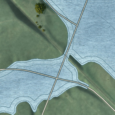 Second close-up of the map of Zoar, Ohio print showing more streets and buildings