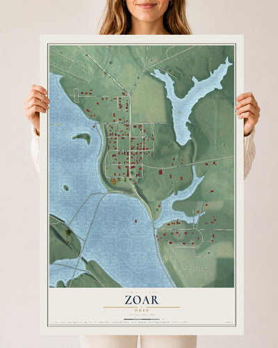 Map of Zoar, Ohio, 24 x 36 inch unframed archival matte print