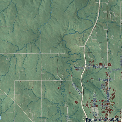Second close-up of the map of Ada, Oklahoma print showing more streets and buildings