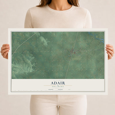 Map of Adair, Oklahoma, 12 x 18 inch unframed archival matte print
