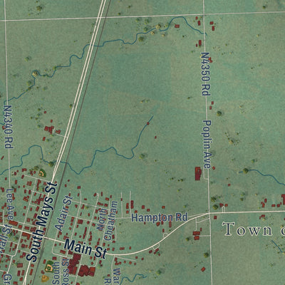 Close-up of the map of Adair, Oklahoma print showing street and building detail
