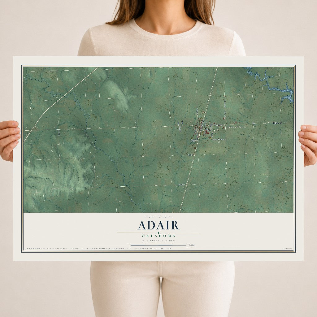 Map of Adair, Oklahoma, 18 x 24 inch unframed archival matte print