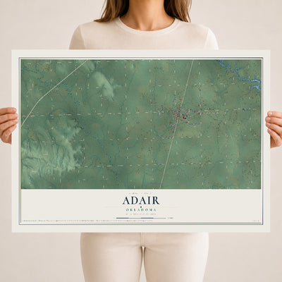 Map of Adair, Oklahoma, 18 x 24 inch unframed archival matte print