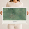 Map of Afton, Oklahoma, 12 x 18 inch unframed archival matte print